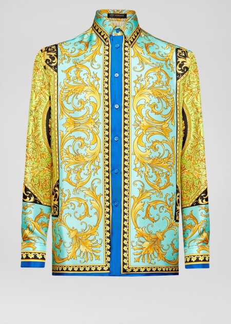 Versace Le Pop Classique Print Silk Twill Skjorta Herr - 720461CTH